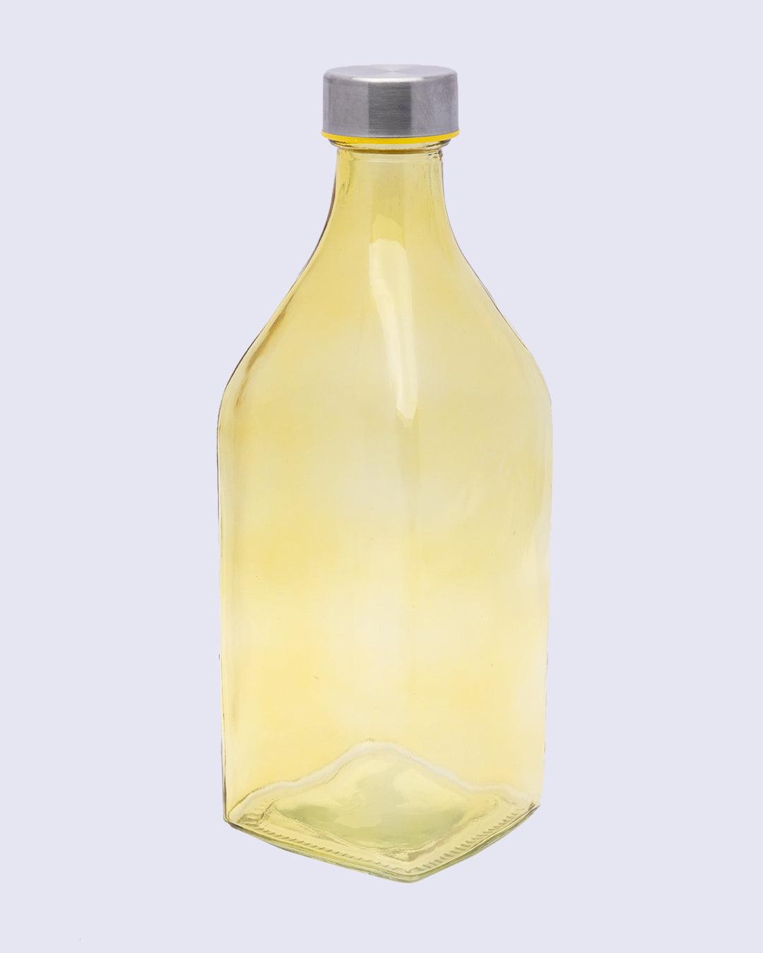 Glass Bottle, Water Bottle, Modern Design,Yellow, Glass, 1.1 Litre - MARKET 99