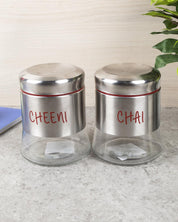 Glass Cheeni & Chai Jar 750 mL(Red) - MARKET 99