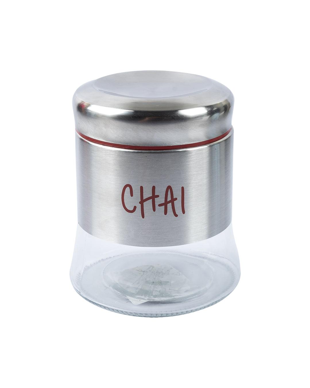 Glass Cheeni & Chai Jar 750 mL(Red) - MARKET 99