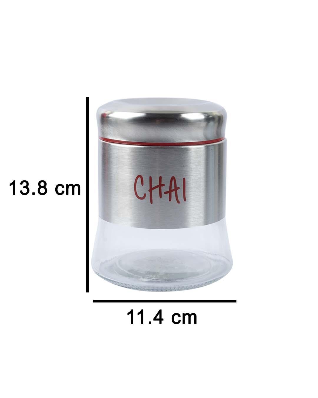 Glass Cheeni & Chai Jar 750 mL(Red) - MARKET 99