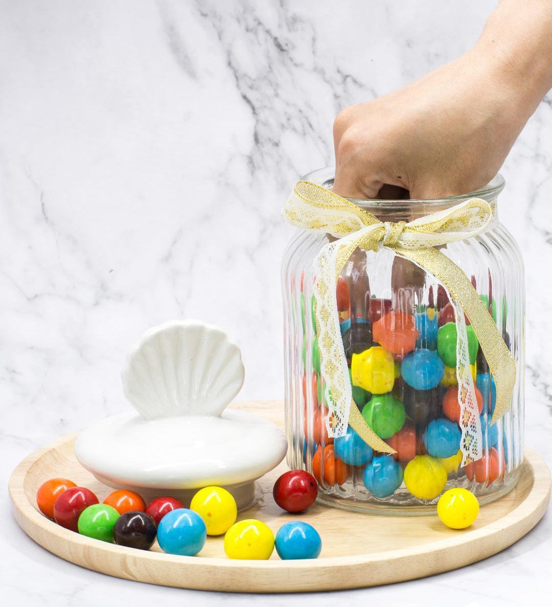 Glass Decorative Jar With Lid - 950 Ml - MARKET 99