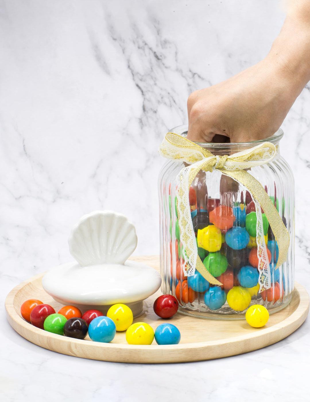 Glass Decorative Jar With Lid - 950 Ml - MARKET 99
