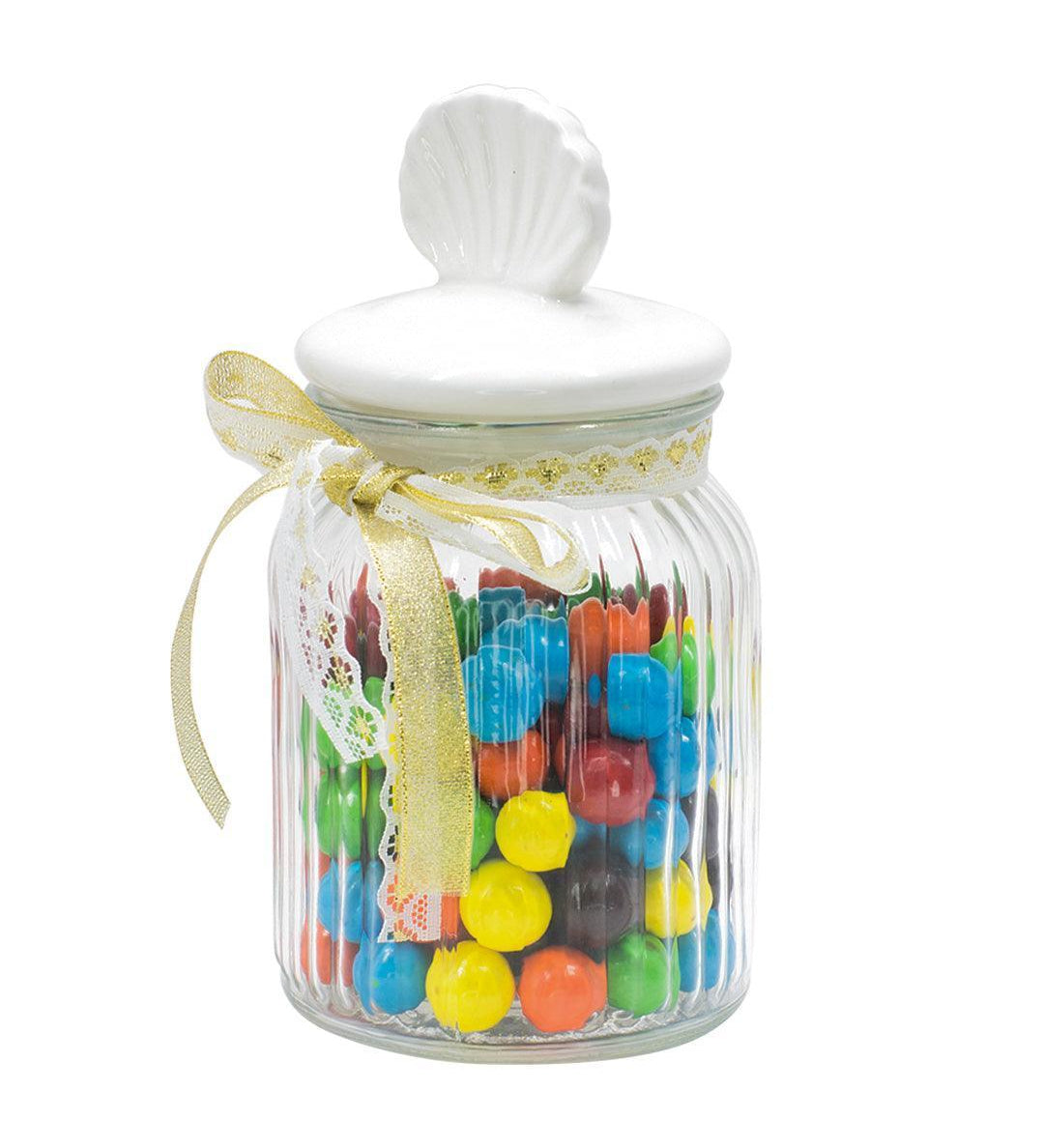 Glass Decorative Jar With Lid - 950 Ml - MARKET 99