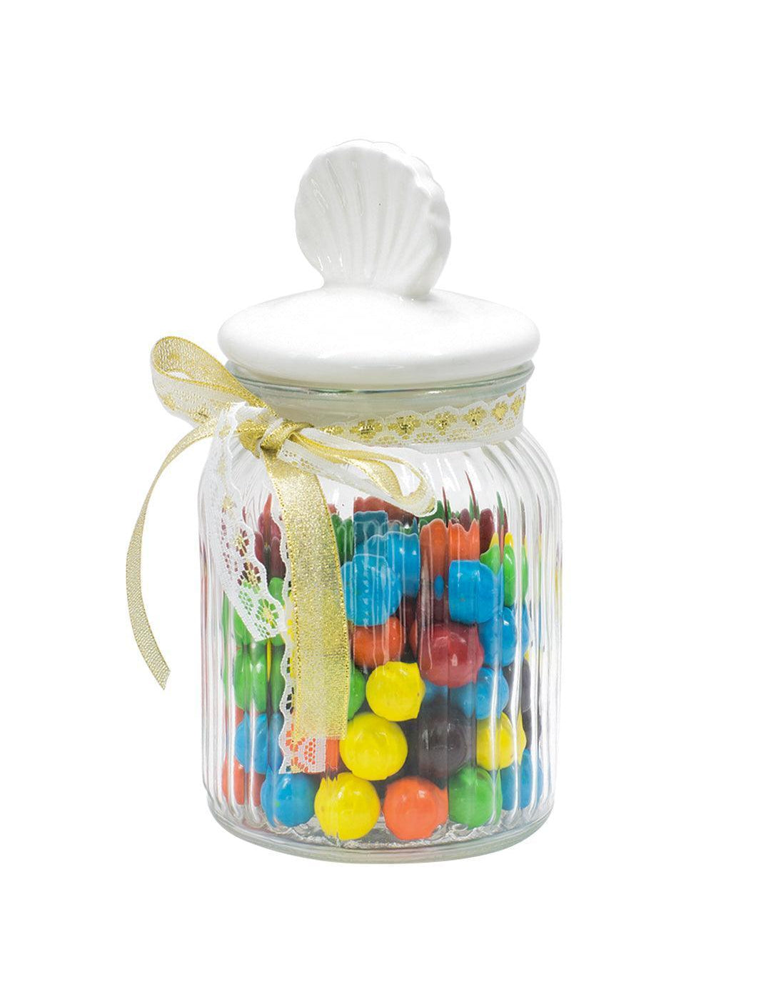 Glass Decorative Jar With Lid - 950 Ml - MARKET 99