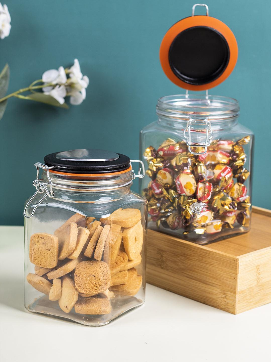 Glass Jar With Airtight Lid Pack Of 2 Pcs - (Each 1200 Ml) - MARKET 99
