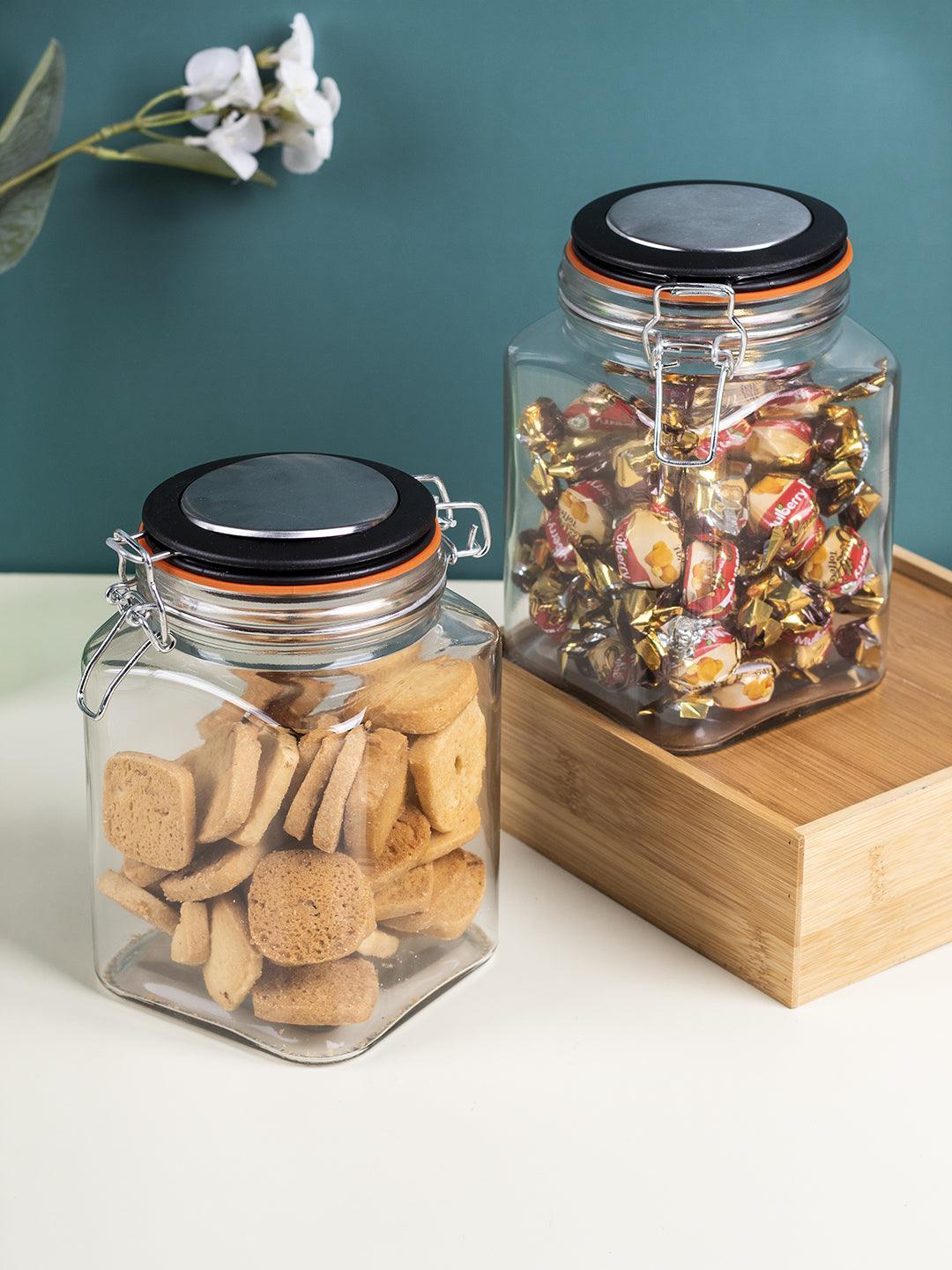 Glass Jar With Airtight Lid Pack Of 2 Pcs - (Each 1200 Ml) - MARKET 99