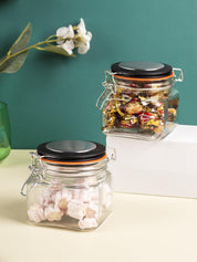 Glass Jar With Airtight Lid Pack Of 2 Pcs - (Each 600 Ml) - MARKET 99