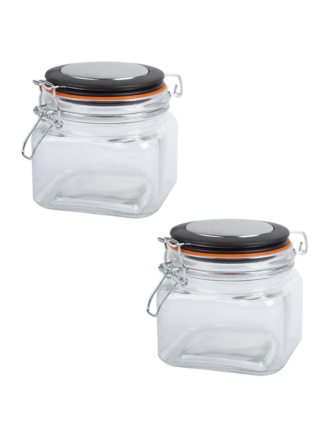 Glass Jar With Airtight Lid Pack Of 2 Pcs - (Each 600 Ml) - MARKET 99