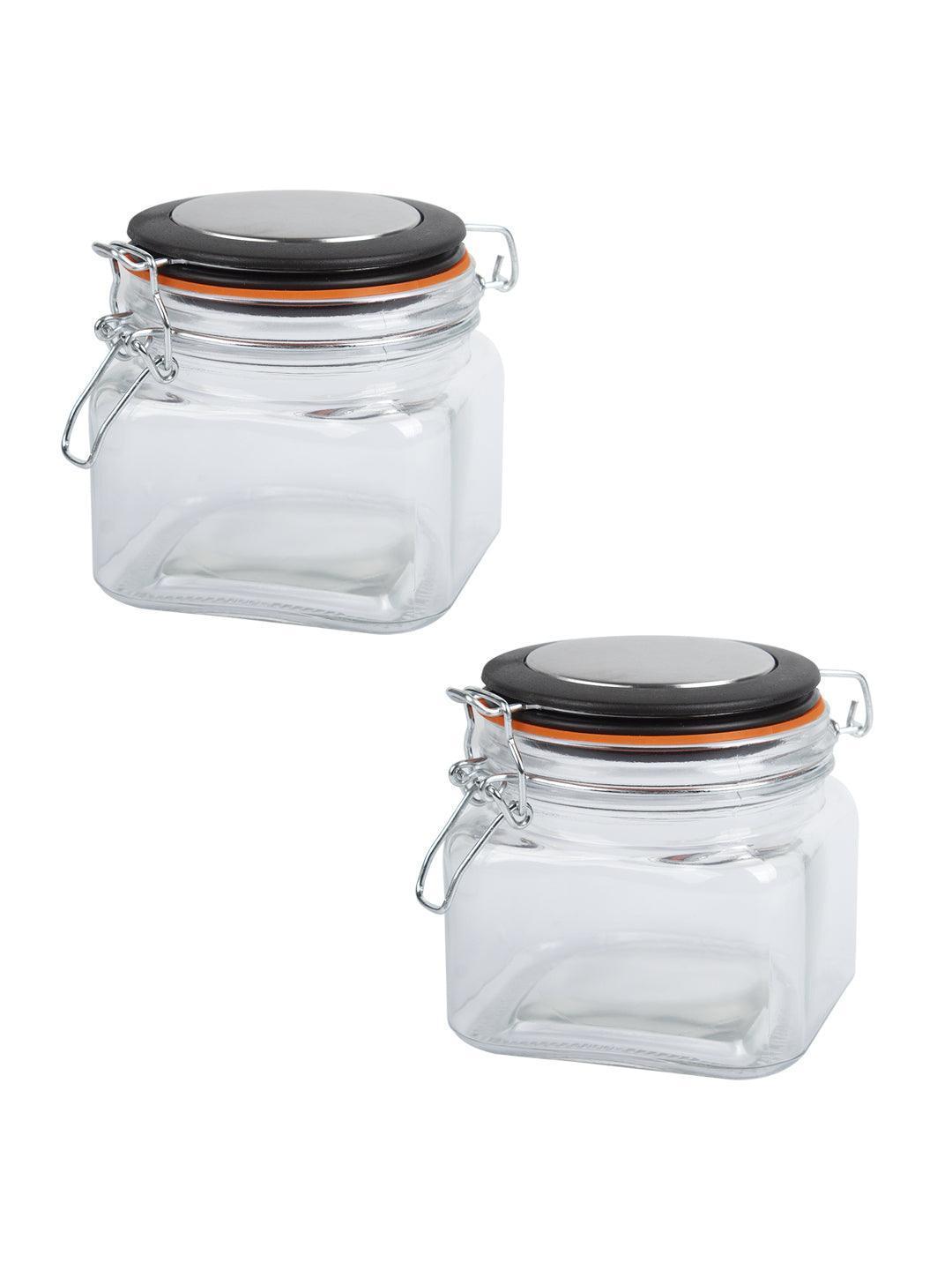 Glass Jar With Airtight Lid Pack Of 2 Pcs - (Each 600 Ml) - MARKET 99