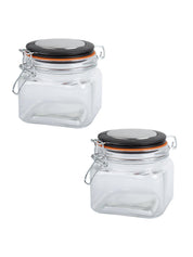 Glass Jar With Airtight Lid Pack Of 2 Pcs - (Each 600 Ml) - MARKET 99