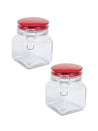 Glass Jar With Red Ceramic Lid Pack Of 2 Pcs - (Each 700 Ml) - MARKET 99