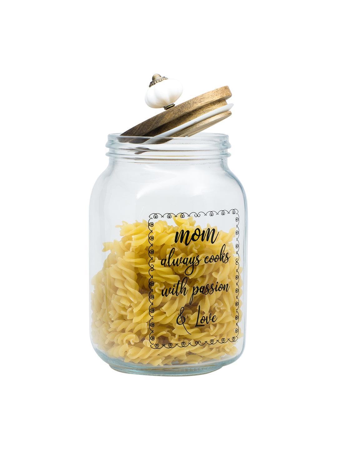 Glass Jar With Wooden Lid -1500 Ml - MARKET 99