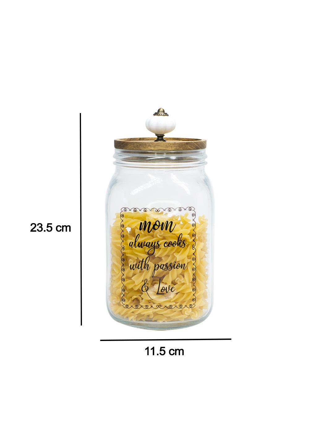 Glass Jar With Wooden Lid -1500 Ml - MARKET 99
