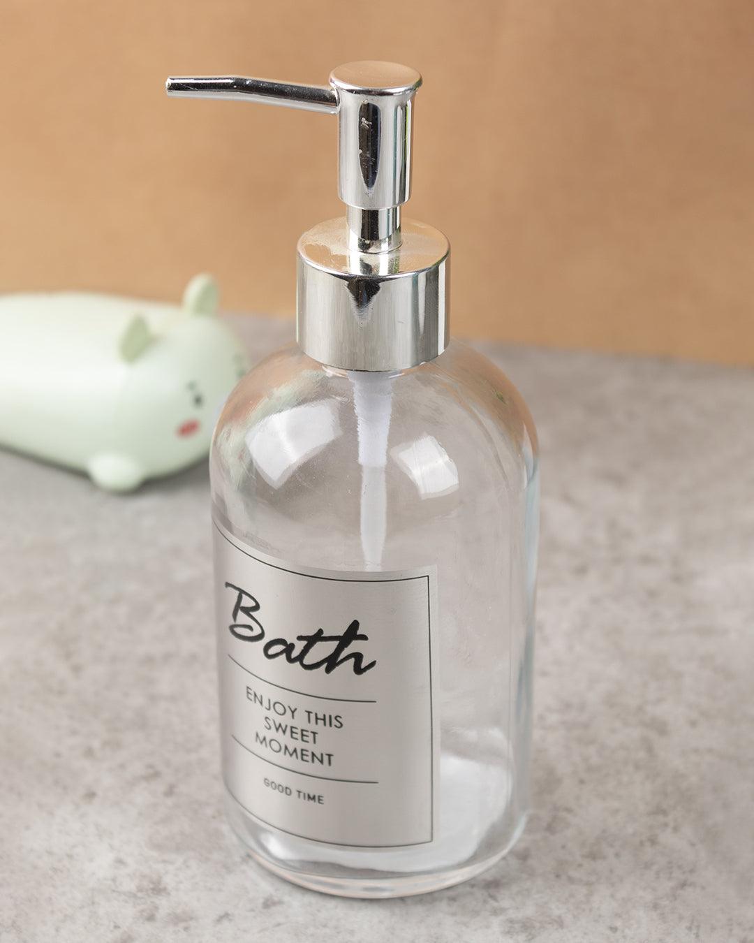 Glass Soap dispenser For Home & Office 410 mL(Silver) - MARKET 99