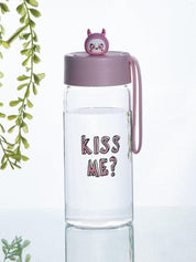 Glass, Water Bottle 380 Ml, Quirky Quotes, Glossy : Finish, Multicolor