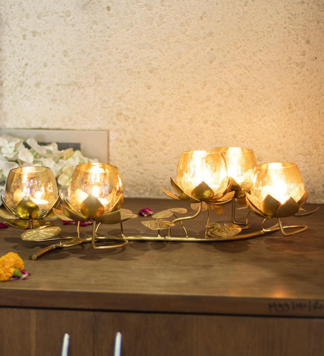 Diwali Decoration Item 5 LOTUS T-LITE HOLDER