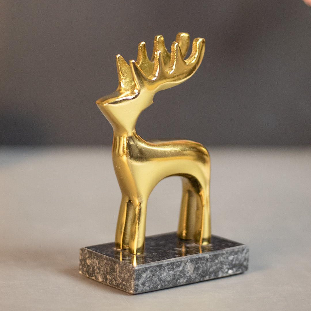 Gold Solid Aluminium Reindeer Figurine - MARKET 99