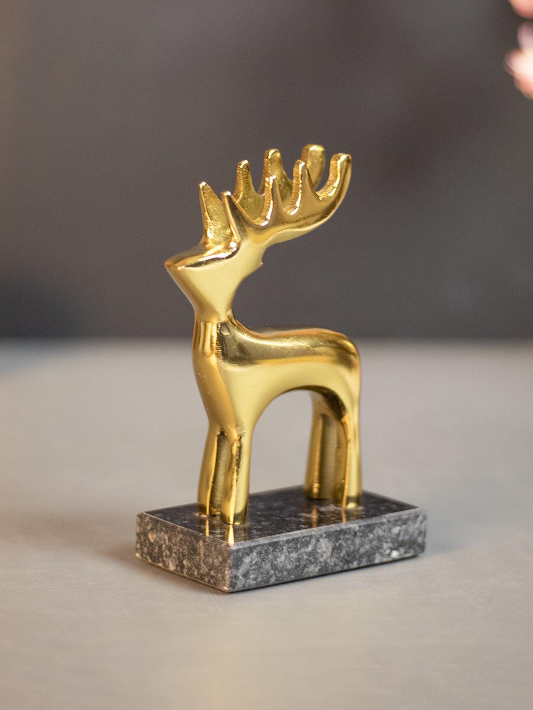 Gold Solid Aluminium Reindeer Figurine - MARKET 99