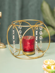 Golden Crystal Hanging T-Lite Holder - MARKET 99