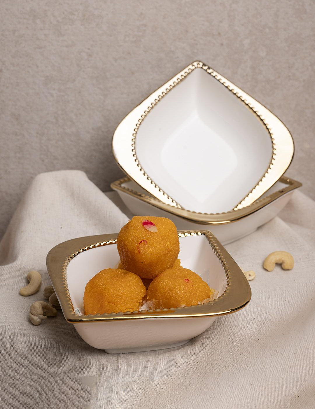 Golden Edge White Dish Set Of 3 - MARKET 99