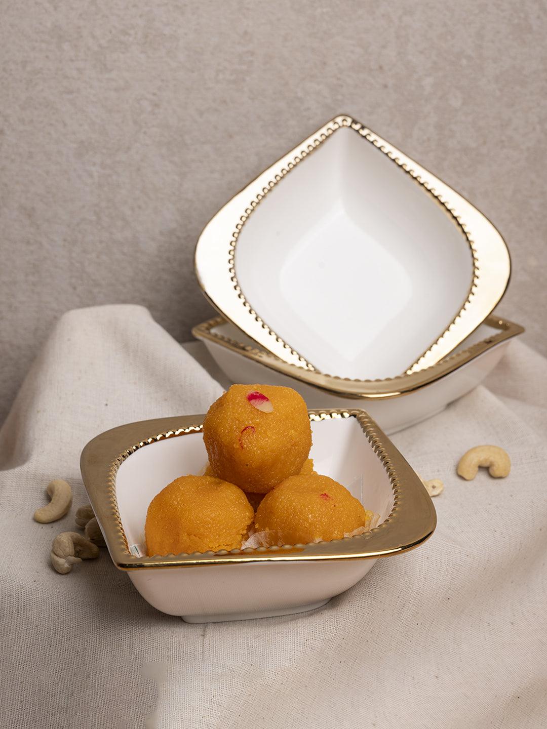 Golden Edge White Dish Set Of 3 - MARKET 99