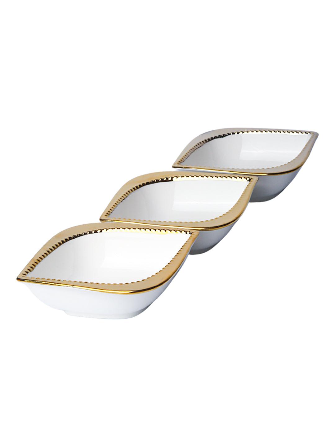 Golden Edge White Dish Set Of 3 - MARKET 99