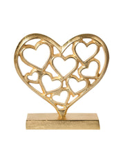 Golden Hearts Sculpture on a Wooden Base - MARKET 99