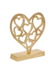 Golden Hearts Sculpture on a Wooden Base - MARKET 99