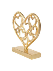 Golden Hearts Sculpture on a Wooden Base - MARKET 99