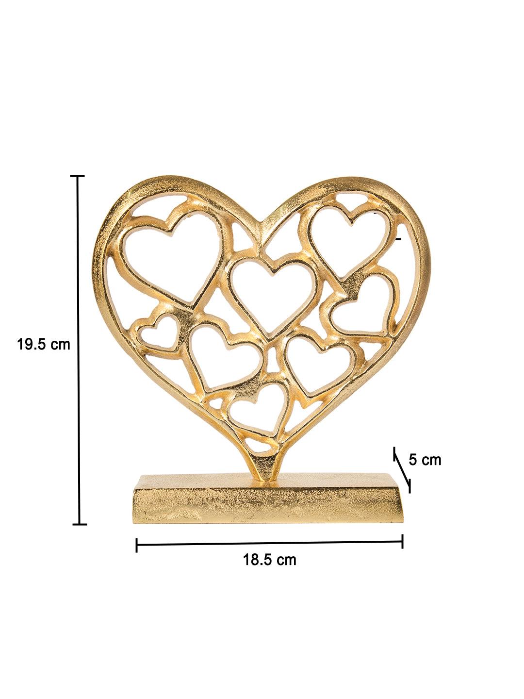 Golden Hearts Sculpture on a Wooden Base - MARKET 99