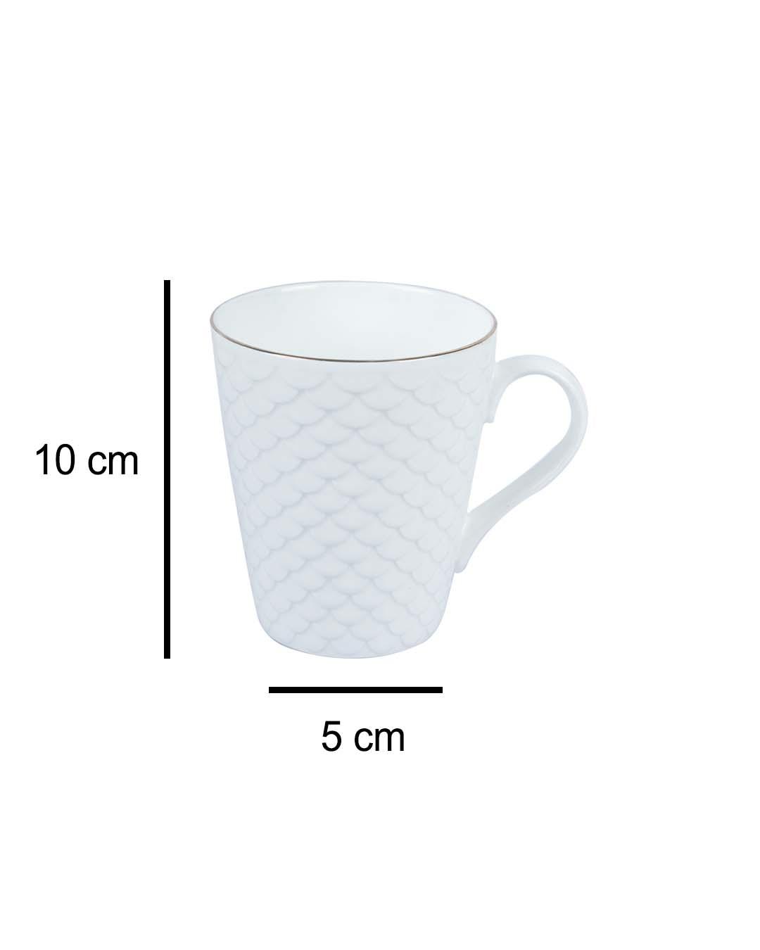 'GOLDEN LINE' Honey Embossed Design Print Ceramic Tea & Coffee Mug (Set Of 2, 350 mL) - MARKET 99