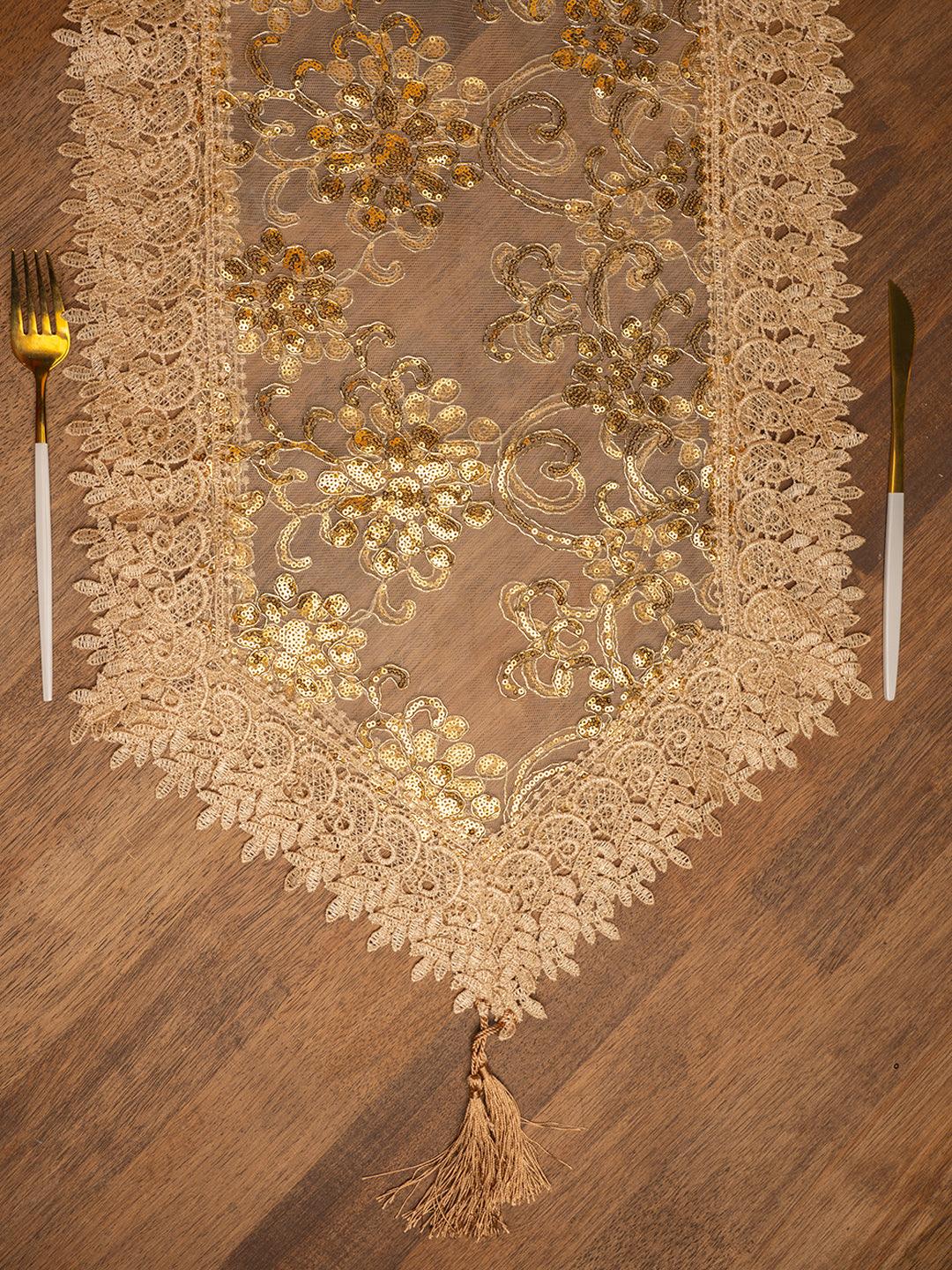 Golden Table Runner - Floral Pattern - MARKET 99