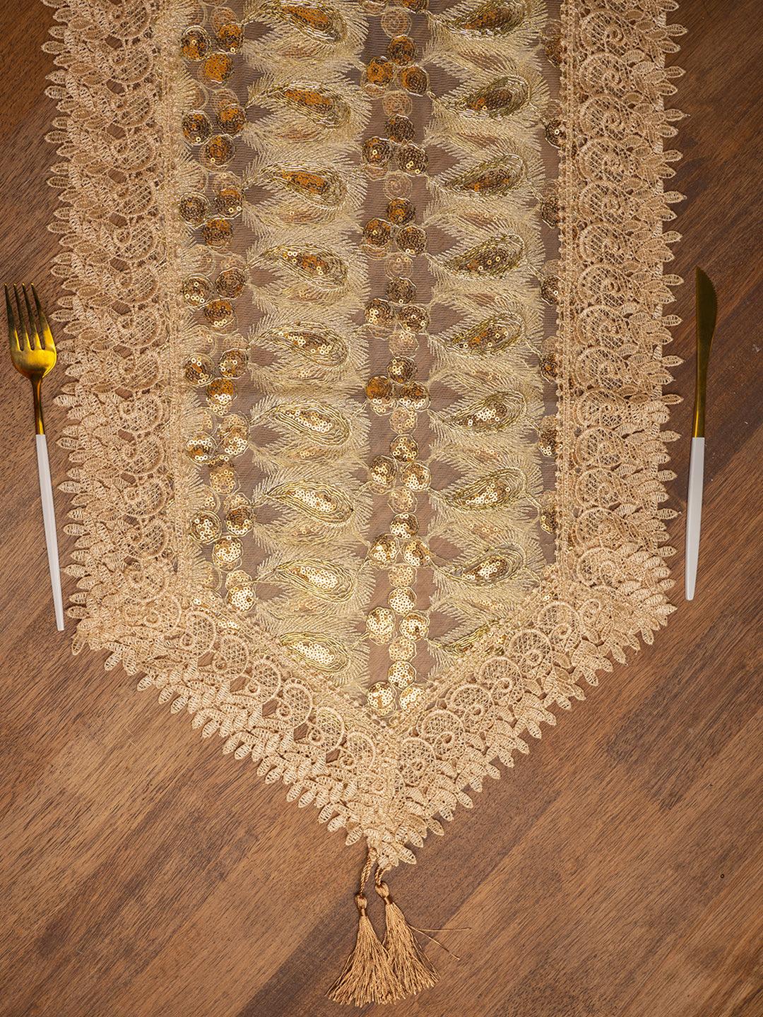 Golden Table Runner - Leaf Pattern - MARKET 99