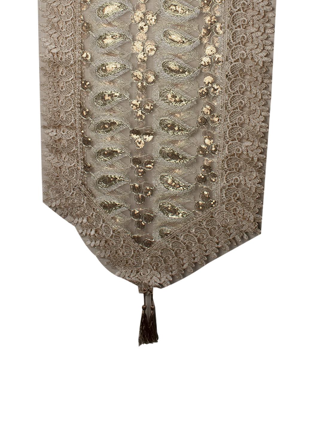 Golden Table Runner - Leaf Pattern - MARKET 99