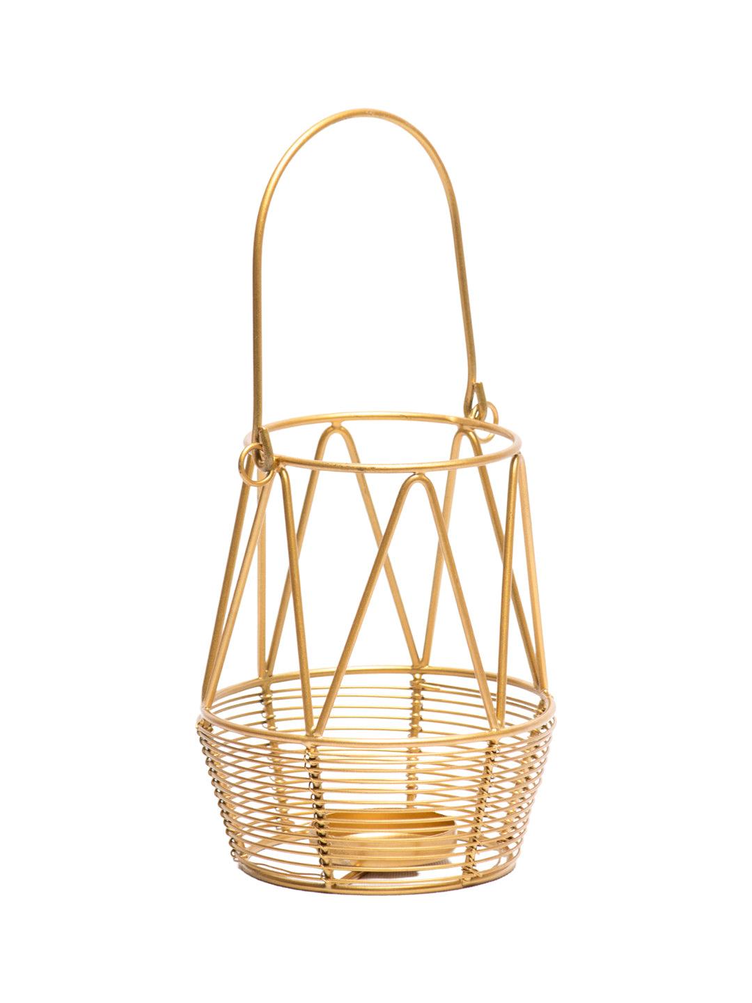 Golden Woven Wire T-Lite Holder - MARKET 99