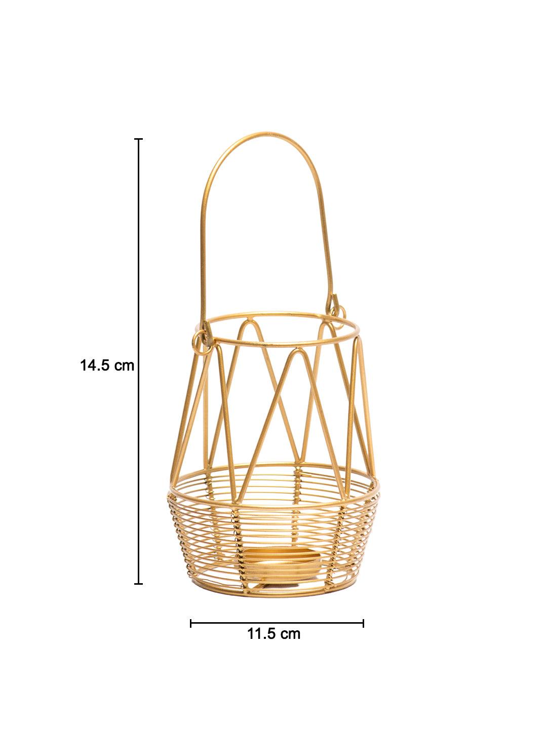 Golden Woven Wire T-Lite Holder - MARKET 99