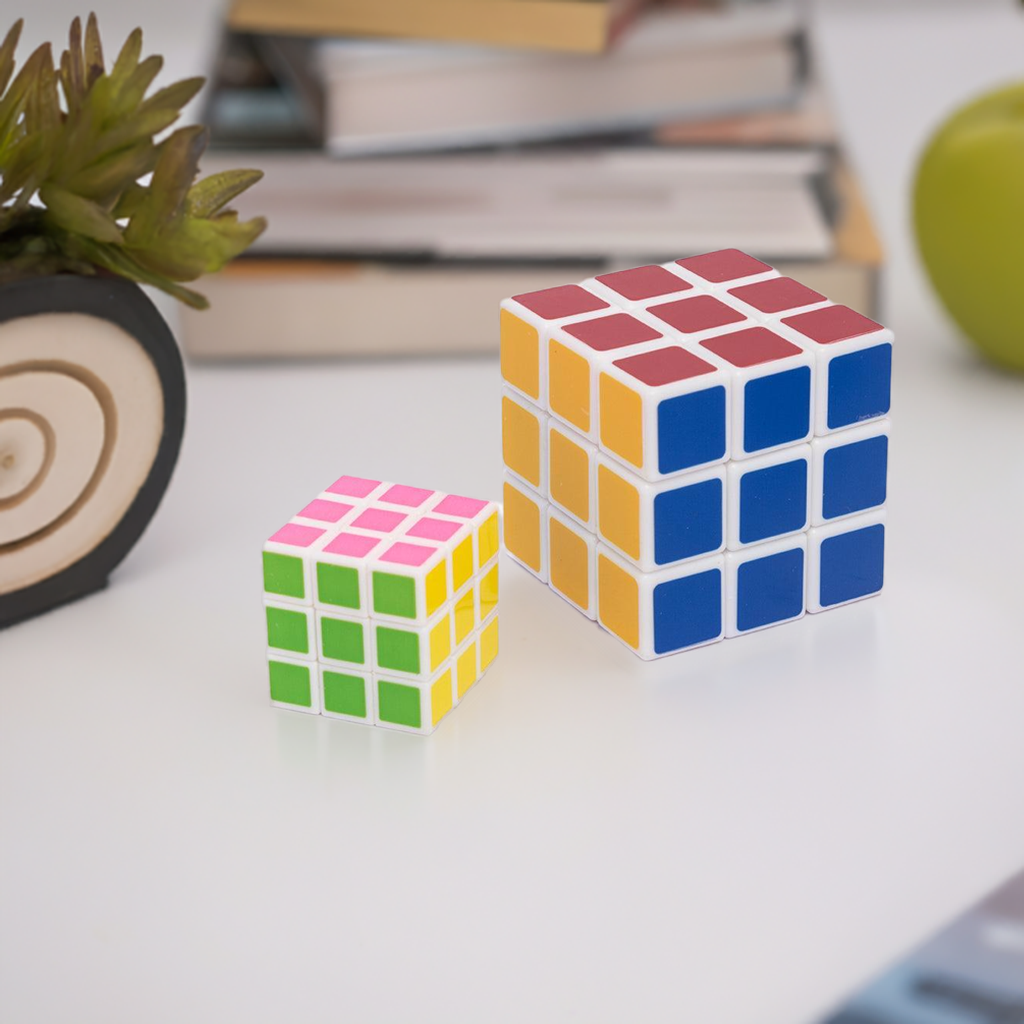 Cube, Rubik's Cube, Toy for Kids, 1 Big & 1 Small Cube, Multicolour, Plastic, Set of 2