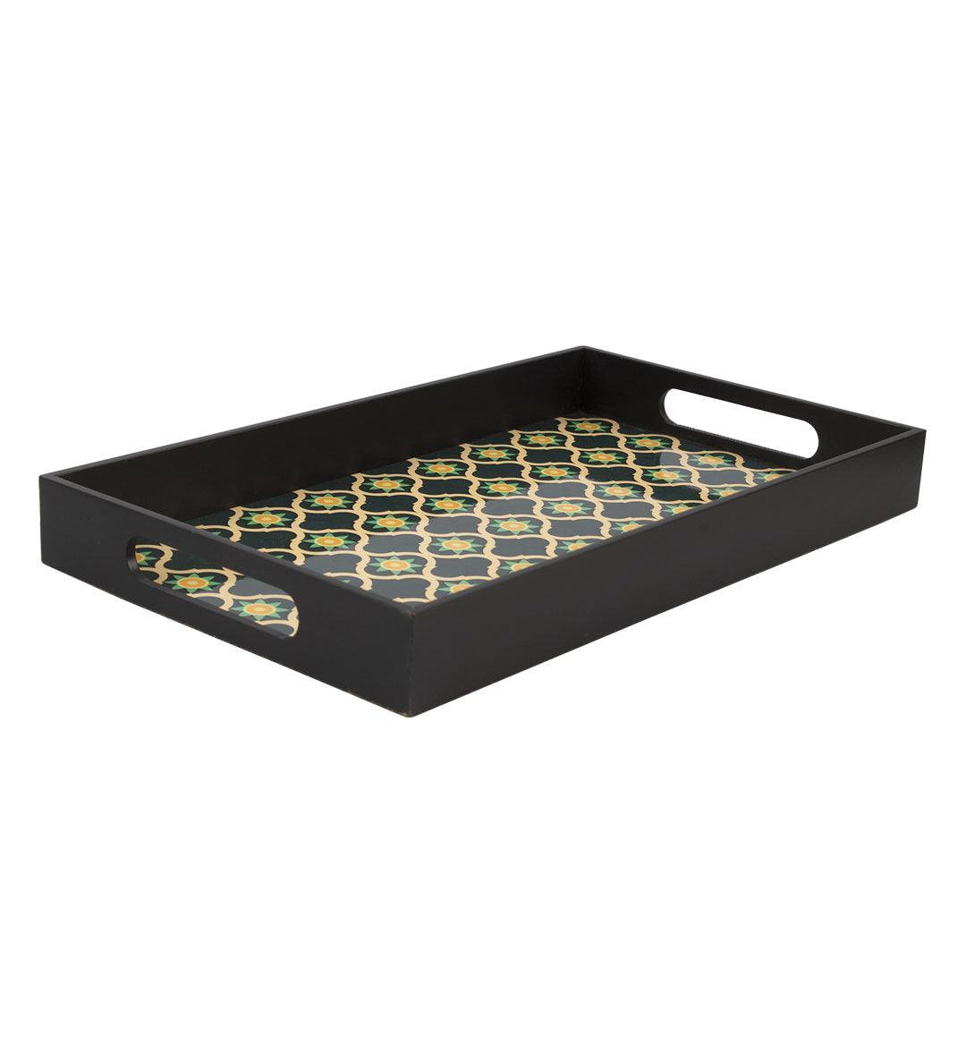 Green & Black Rectangular Tray with handle - Market 99 - MARKET 99