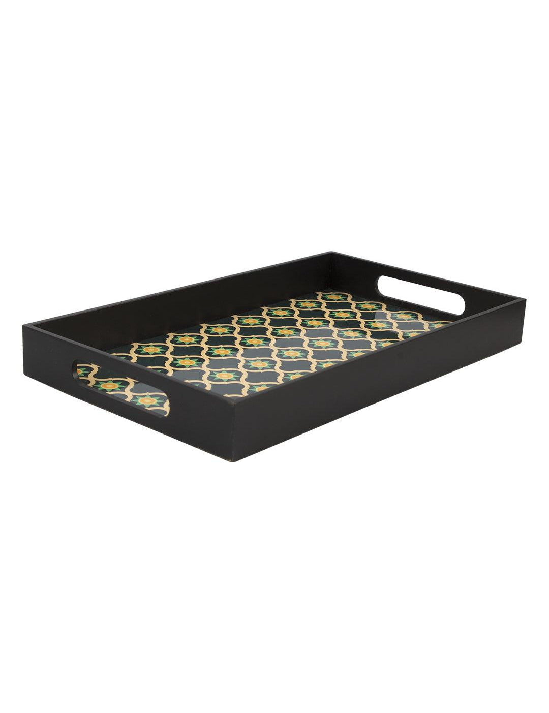 Green & Black Rectangular Tray with handle - Market 99 - MARKET 99