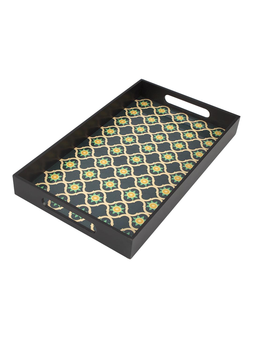 Green & Black Rectangular Tray with handle - Market 99 - MARKET 99