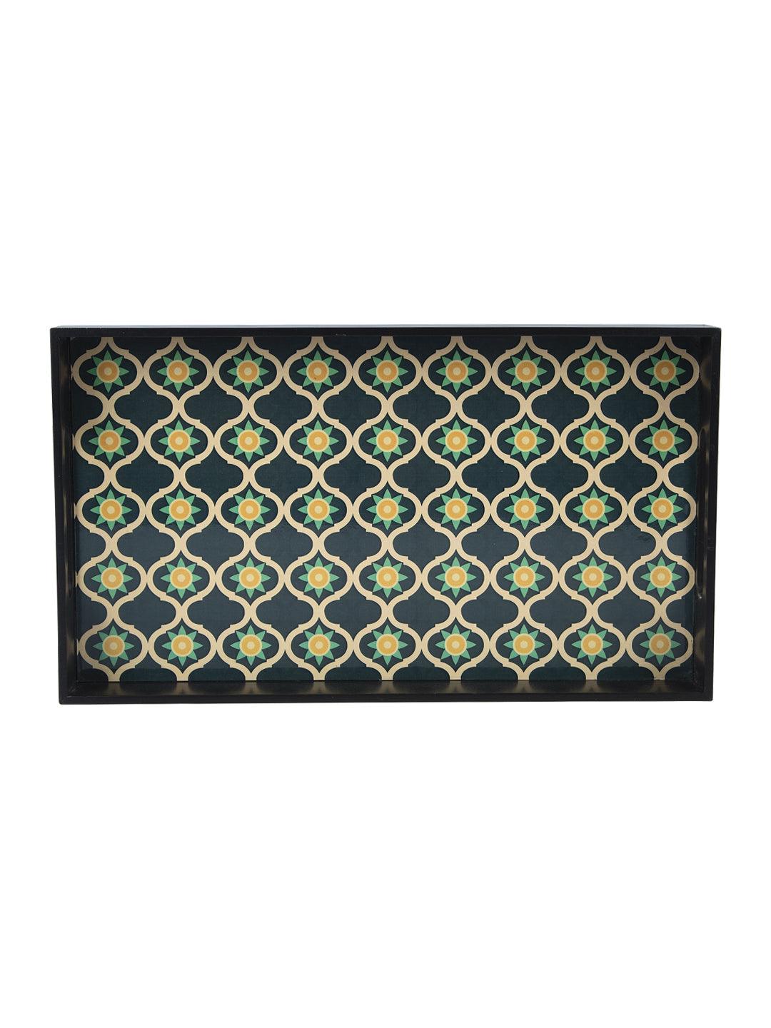 Green & Black Rectangular Tray with handle - Market 99 - MARKET 99