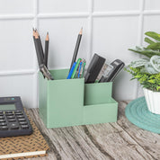 Green Cyan Desk Organizer Pen Stand 3 Compartment - MARKET 99