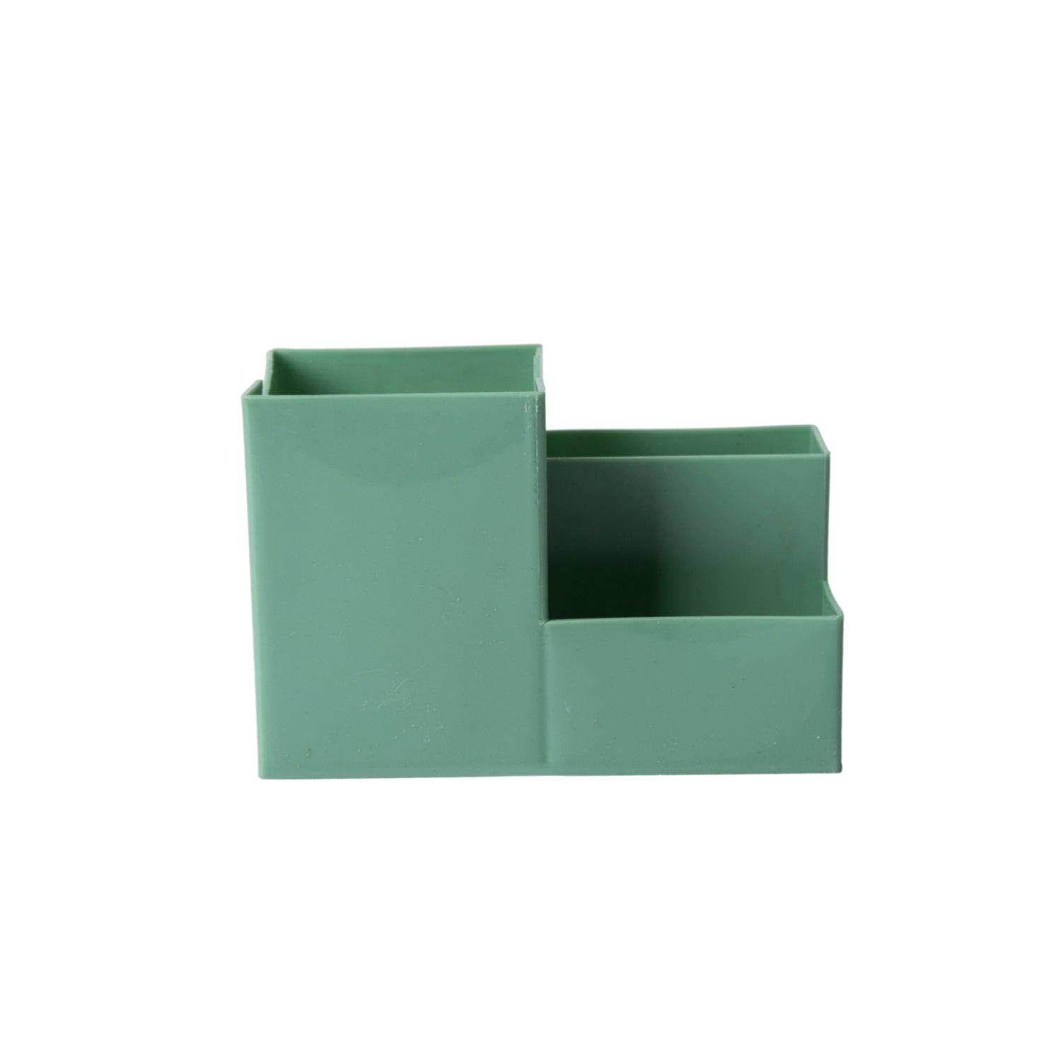 Green Cyan Desk Organizer Pen Stand 3 Compartment - MARKET 99