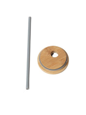 Grey Borosilicate Glass Sipper With Straw - 350 Ml