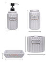 Grey Ceramic Bathroom Set Of 4 - Ribbed Design, Bath Accessories - MARKET 99