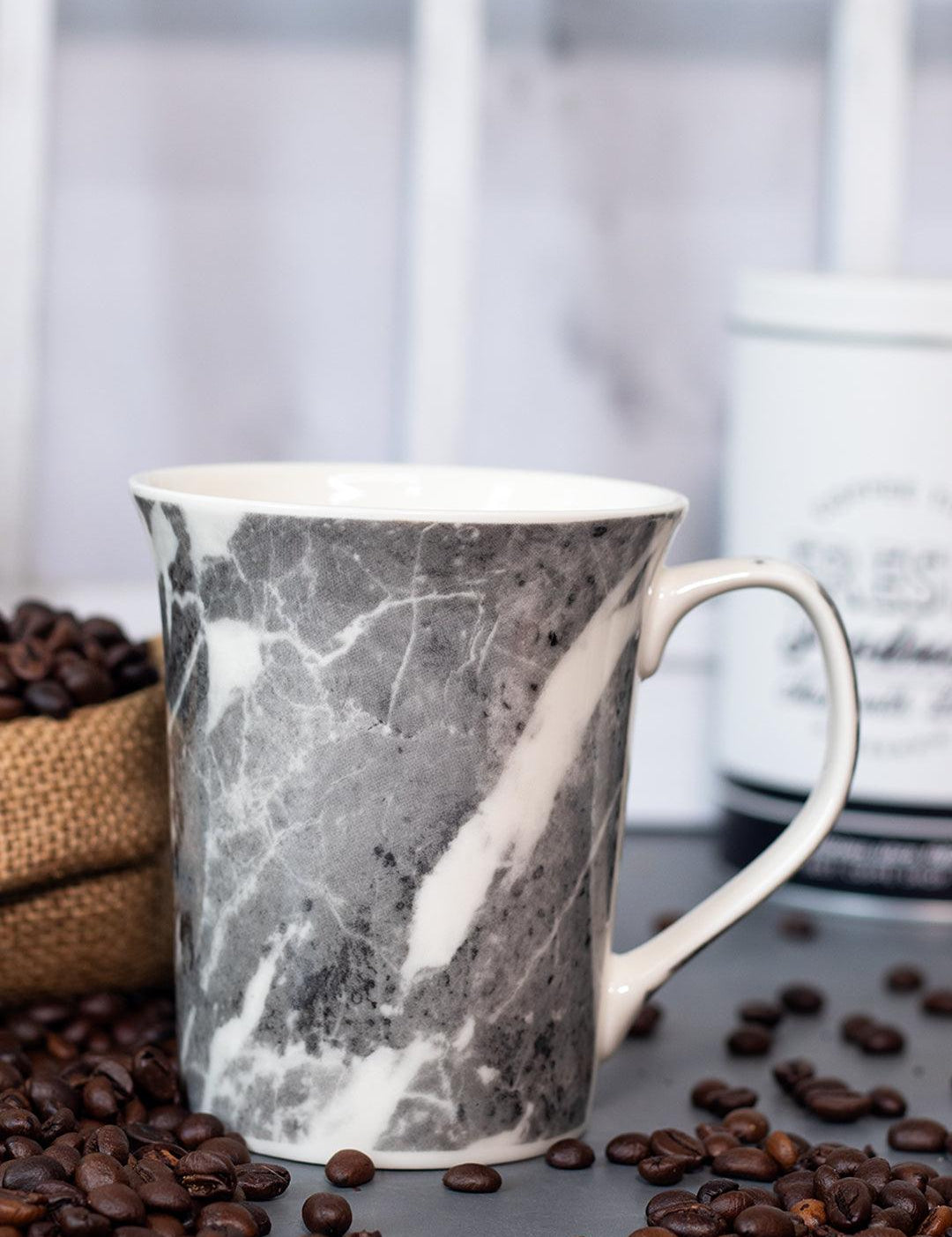 Grey Coffee Mug - 380 Ml, Marble Finish - MARKET 99