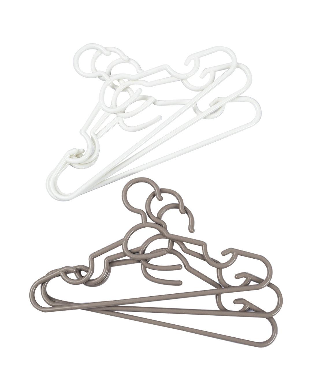 Hangers, White & Brown, Plastic, Set of 6 - MARKET 99