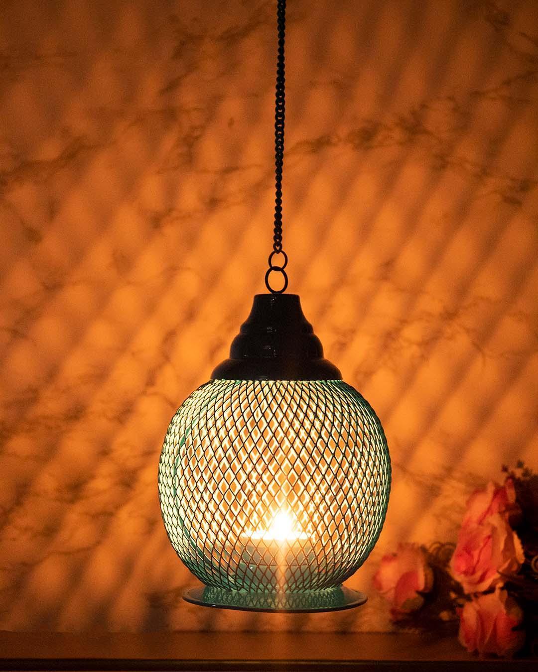 Hanging T-Light Holder, Diwali Décor, Gold, Iron - MARKET99