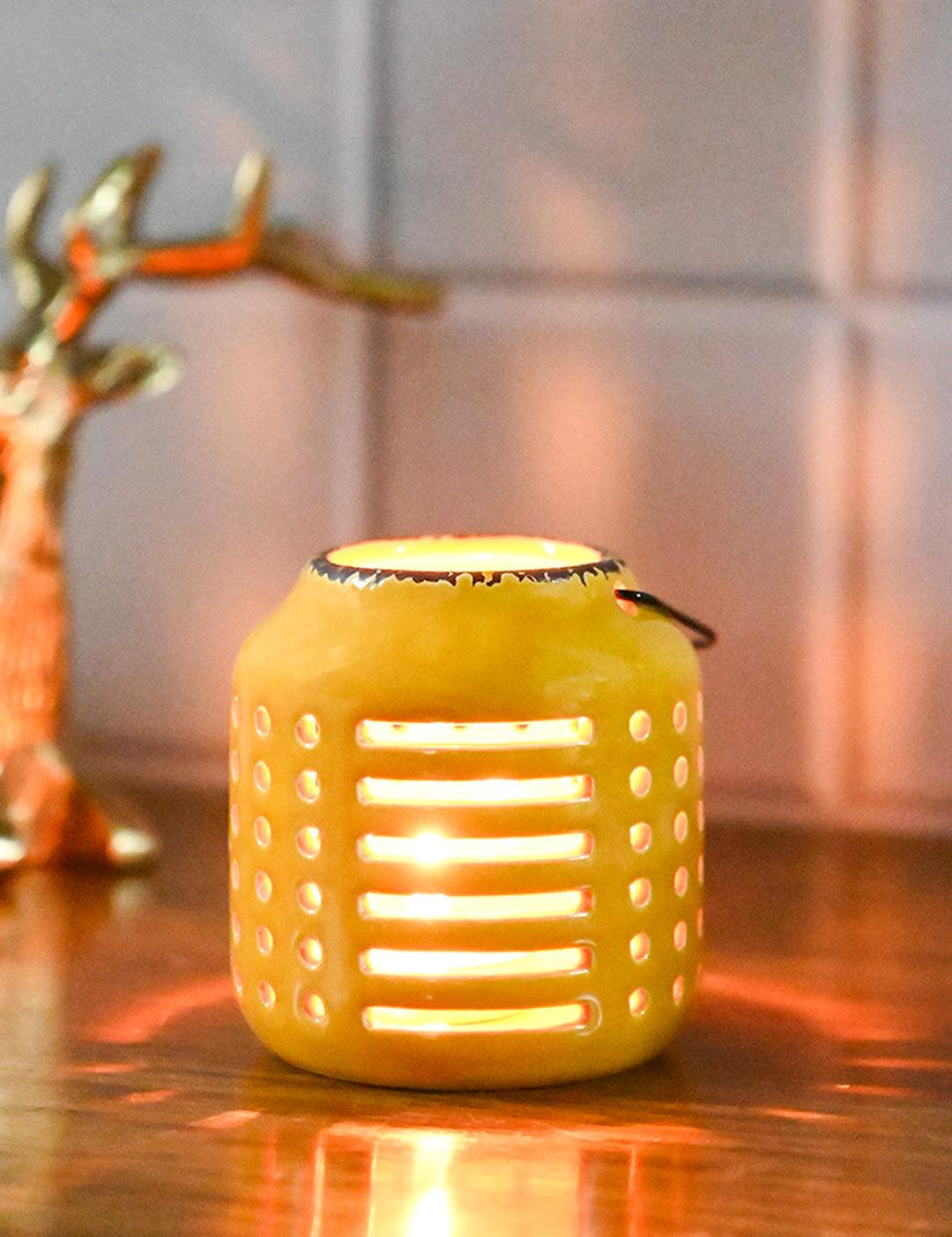 Hanging Tealight Candle Holder - Yellow - MARKET 99