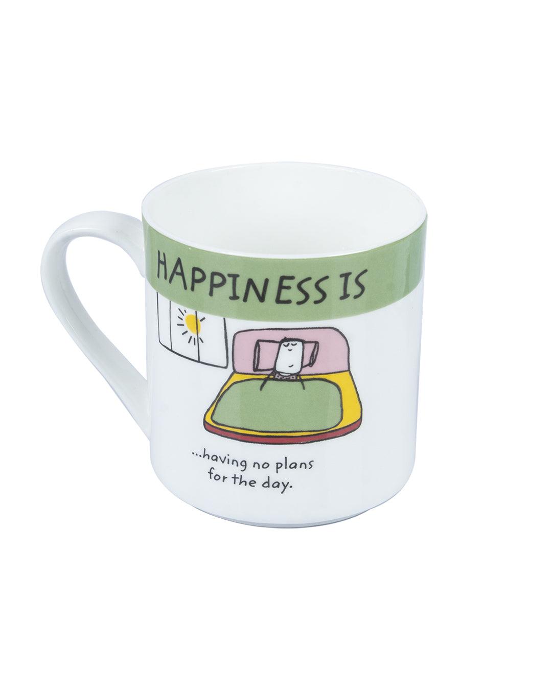 'HAPPINESS IS' Ceramic Coffee Mugs (Set of 4, 340 mL) - MARKET 99